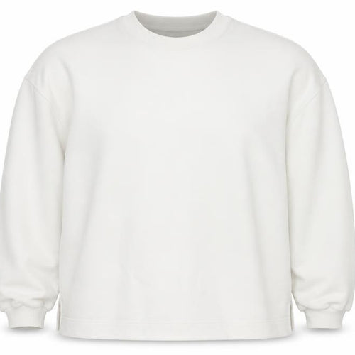 Lands' End Women's White XL Relaxed Crew Neck Pullover Sweatshirt