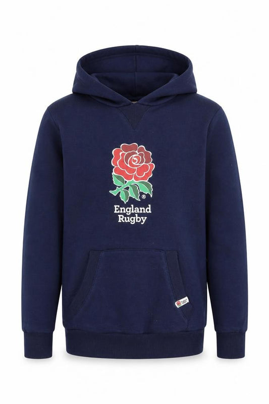 England Rugby Boys Navy Pullover Hoodie 13 Years 158cm Rose Logo