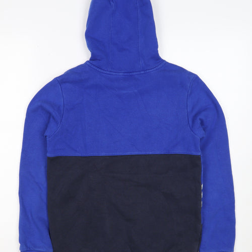 adidas Boys Blue Black 12-13 Years Pullover Hoodie Logo Striped