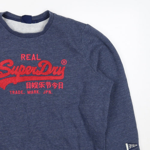 Superdry Teens Blue UK 16 Pullover Sweatshirt Embroidered Logo