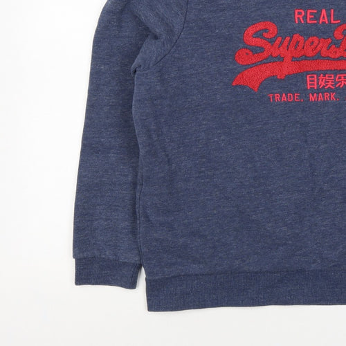 Superdry Teens Blue UK 16 Pullover Sweatshirt Embroidered Logo