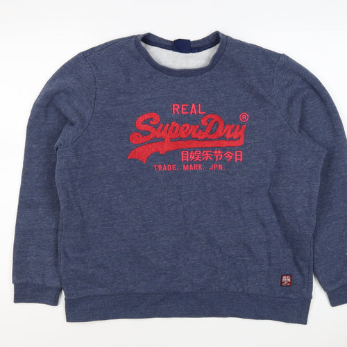 Superdry Teens Blue UK 16 Pullover Sweatshirt Embroidered Logo