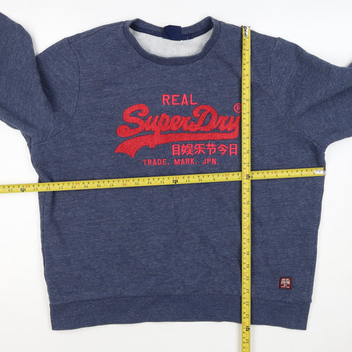 Superdry Teens Blue UK 16 Pullover Sweatshirt Embroidered Logo