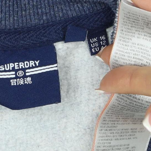 Superdry Teens Blue UK 16 Pullover Sweatshirt Embroidered Logo