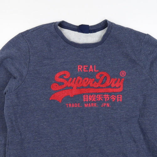 Superdry Teens Blue UK 16 Pullover Sweatshirt Embroidered Logo