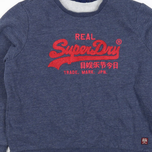 Superdry Teens Blue UK 16 Pullover Sweatshirt Embroidered Logo