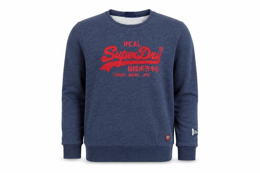 Front view of Superdry Teens Blue UK 16 Pullover Sweatshirt Embroidered Logo