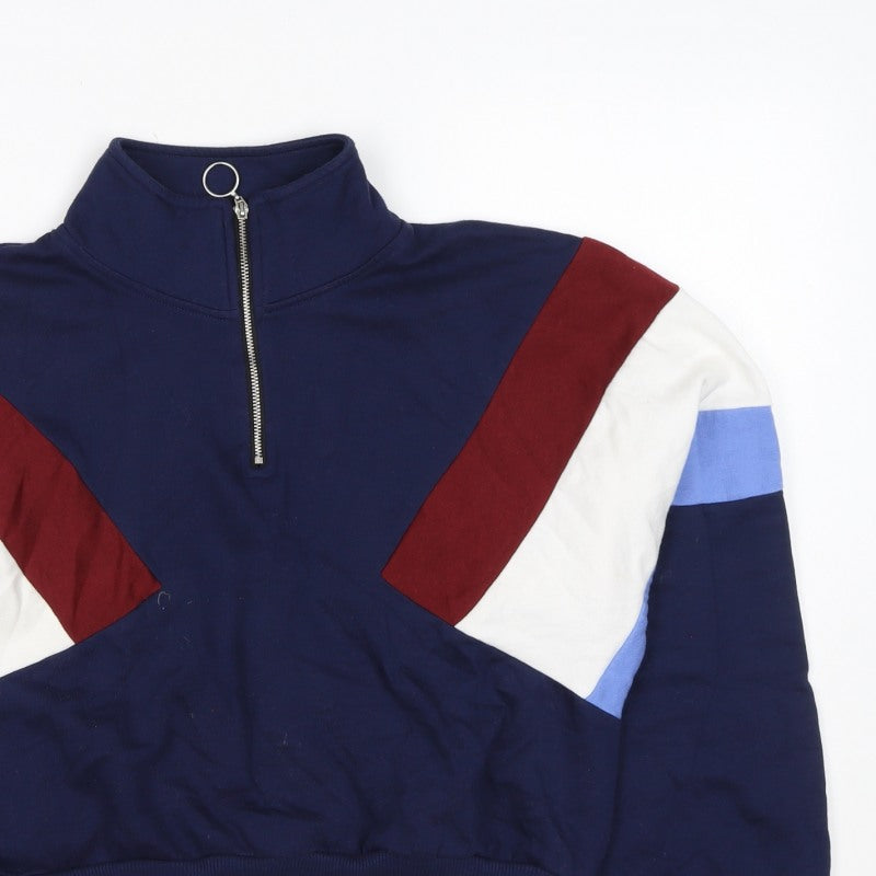 H&M Divided Women’s Multicoloured 1/4 Zip High Neck Jumper Size S