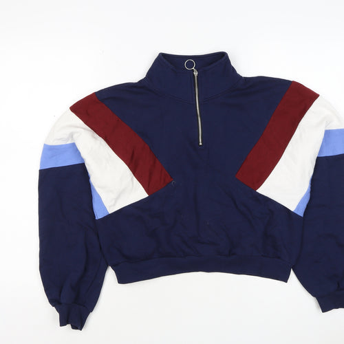 H&M Divided Women’s Multicoloured 1/4 Zip High Neck Jumper Size S
