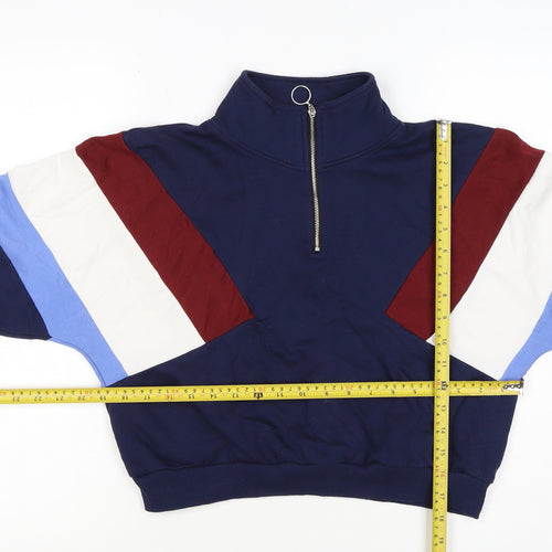 H&M Divided Women’s Multicoloured 1/4 Zip High Neck Jumper Size S