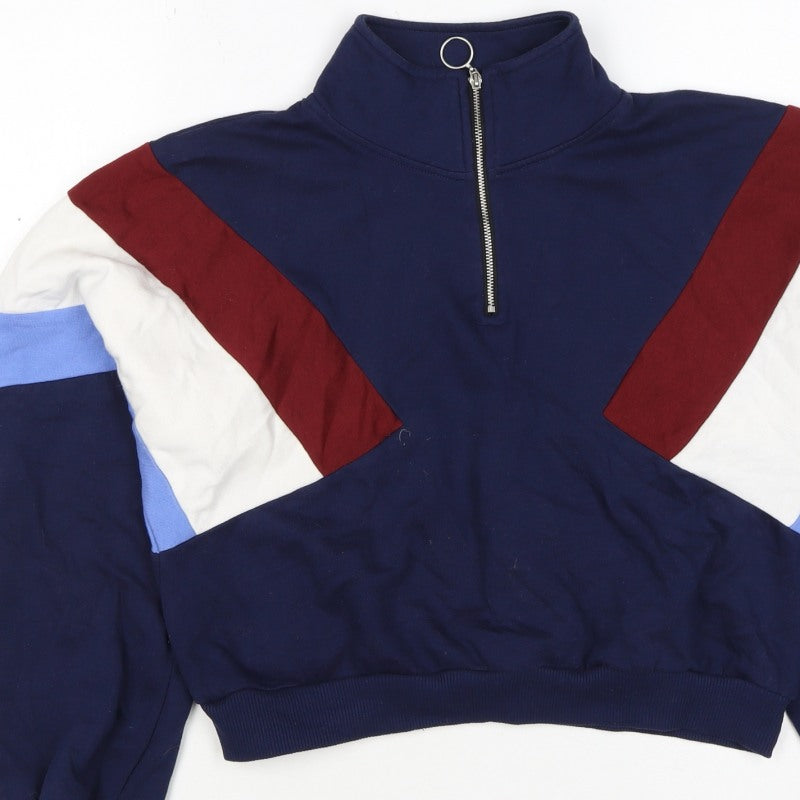 H&M Divided Women’s Multicoloured 1/4 Zip High Neck Jumper Size S