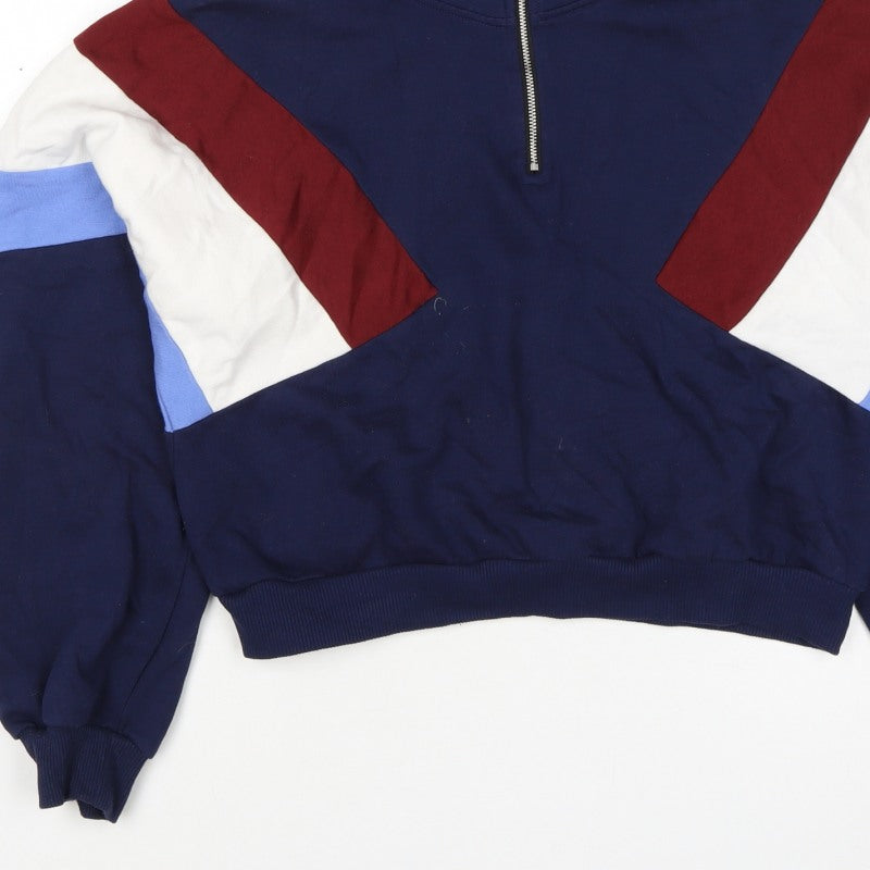 H&M Divided Women’s Multicoloured 1/4 Zip High Neck Jumper Size S