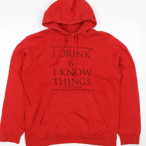 HBO Men’s Red M Pullover Hoodie Tyrion Lannister Quote Graphic