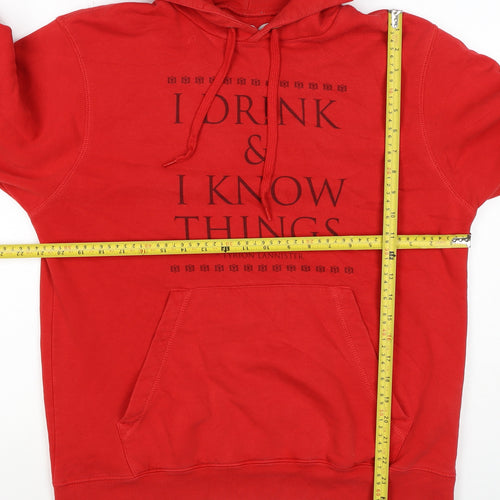 HBO Men’s Red M Pullover Hoodie Tyrion Lannister Quote Graphic