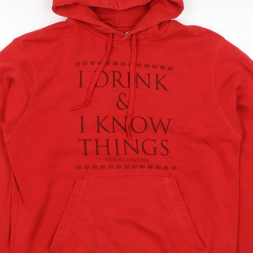 HBO Men’s Red M Pullover Hoodie Tyrion Lannister Quote Graphic