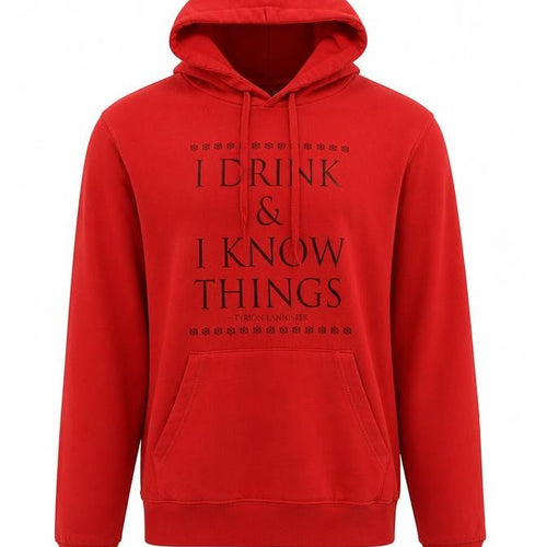 HBO Men’s Red M Pullover Hoodie Tyrion Lannister Quote Graphic