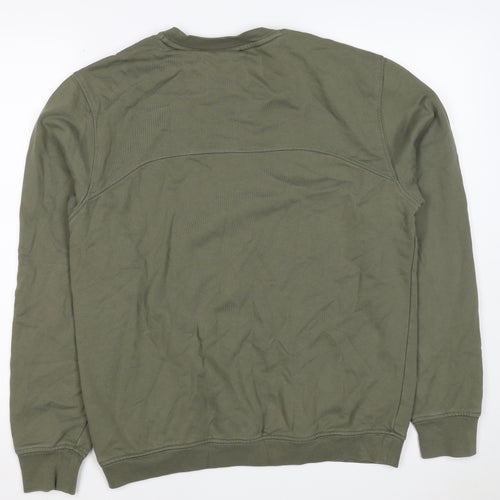 Napapijri Men’s Green M Pullover Crew Neck Logo Sweatshirt