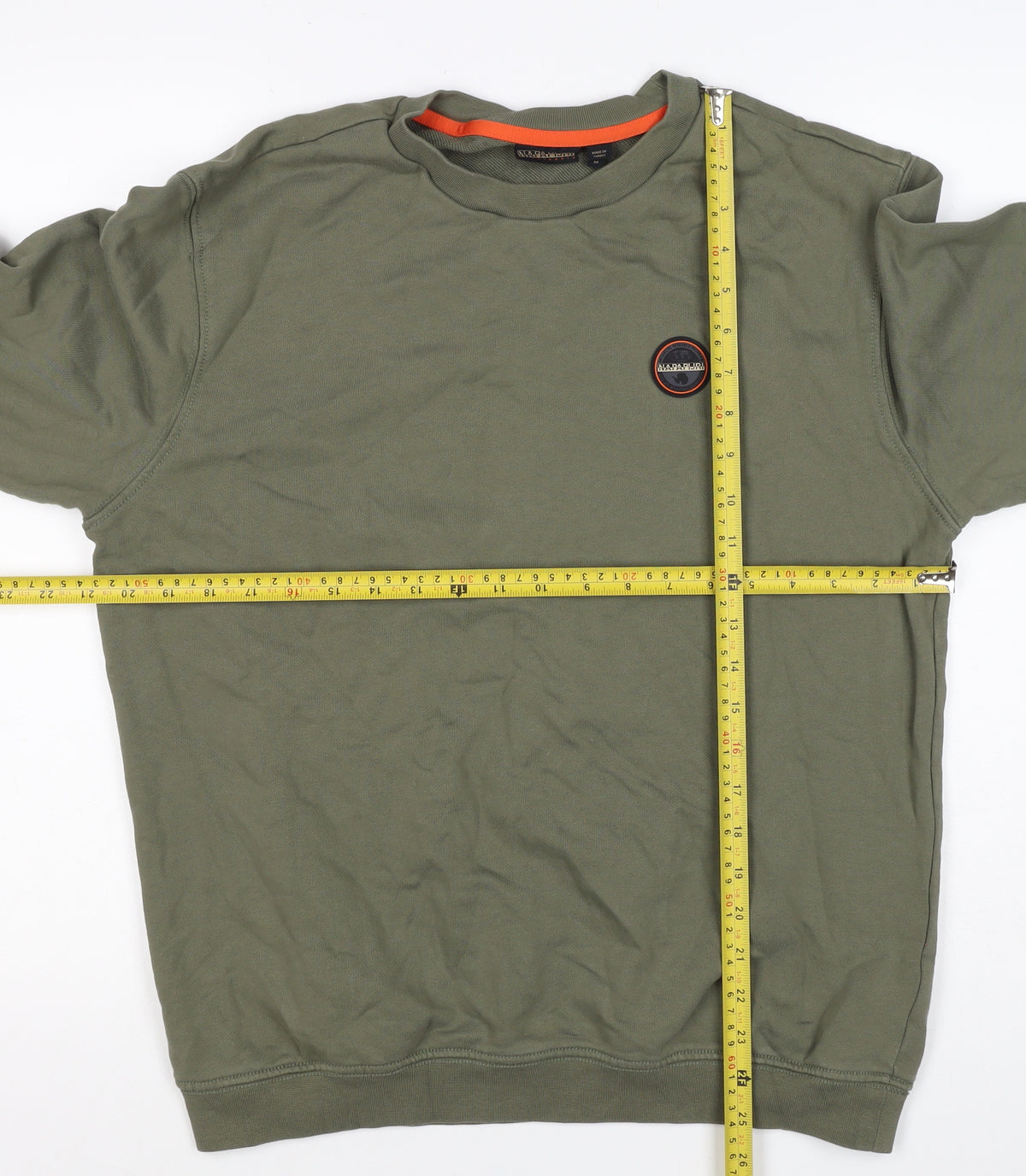 Napapijri Men’s Green M Pullover Crew Neck Logo Sweatshirt