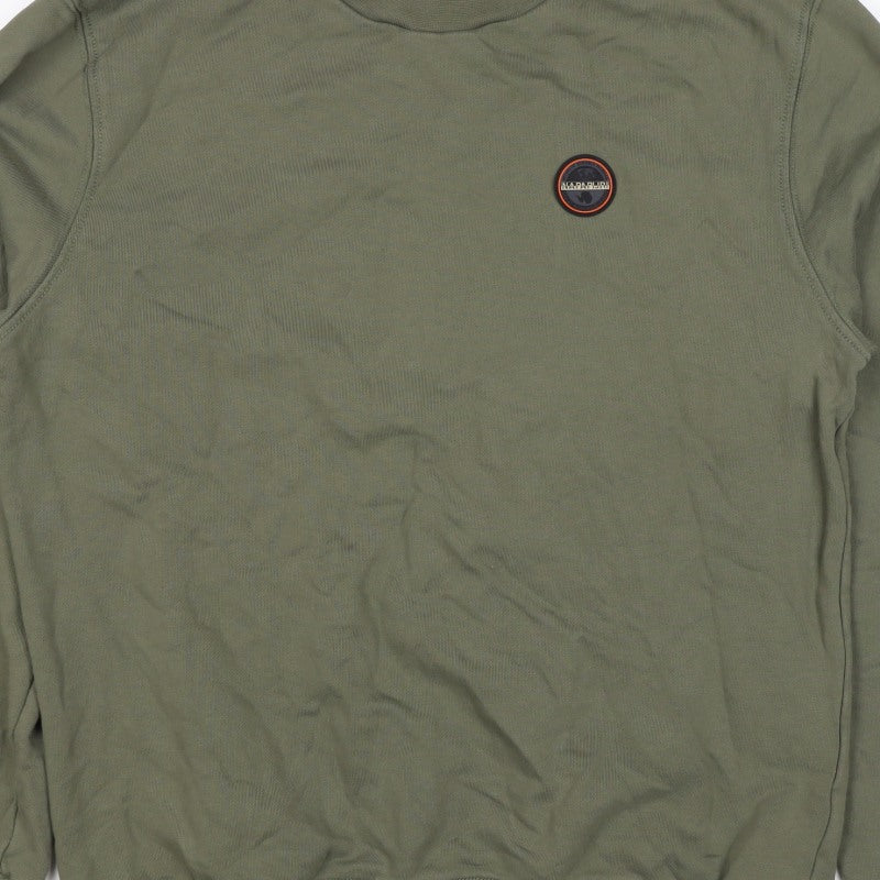 Napapijri Men’s Green M Pullover Crew Neck Logo Sweatshirt