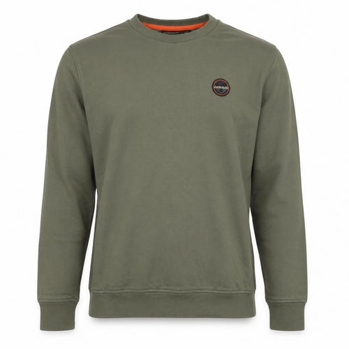 Napapijri Men’s Green M Pullover Crew Neck Logo Sweatshirt