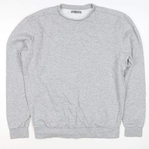 TU Men’s Grey Size S Crew Neck Pullover Fleece Sweatshirt