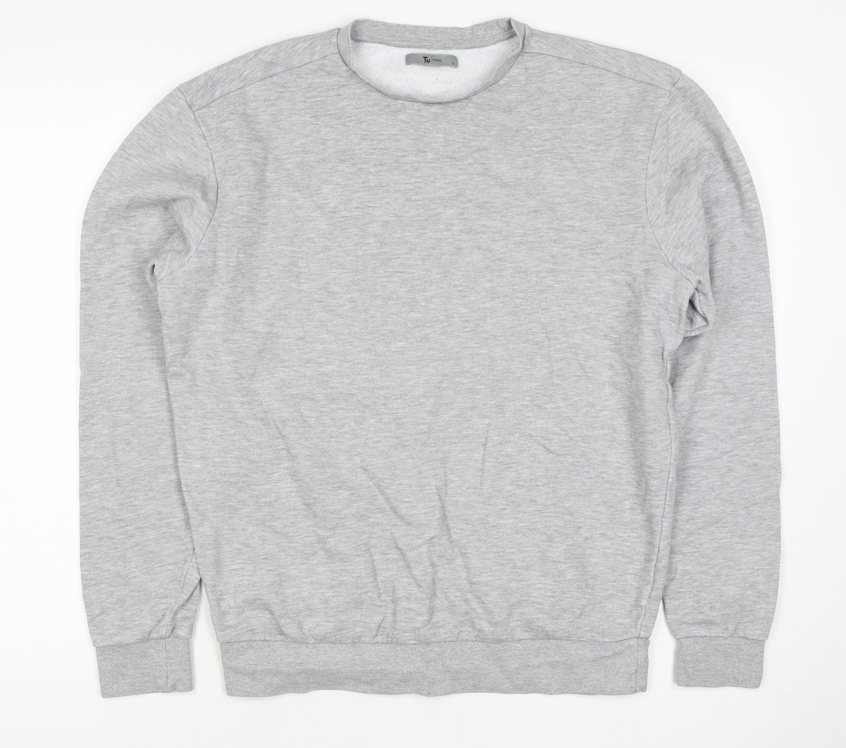 TU Men’s Grey Size S Crew Neck Pullover Fleece Sweatshirt