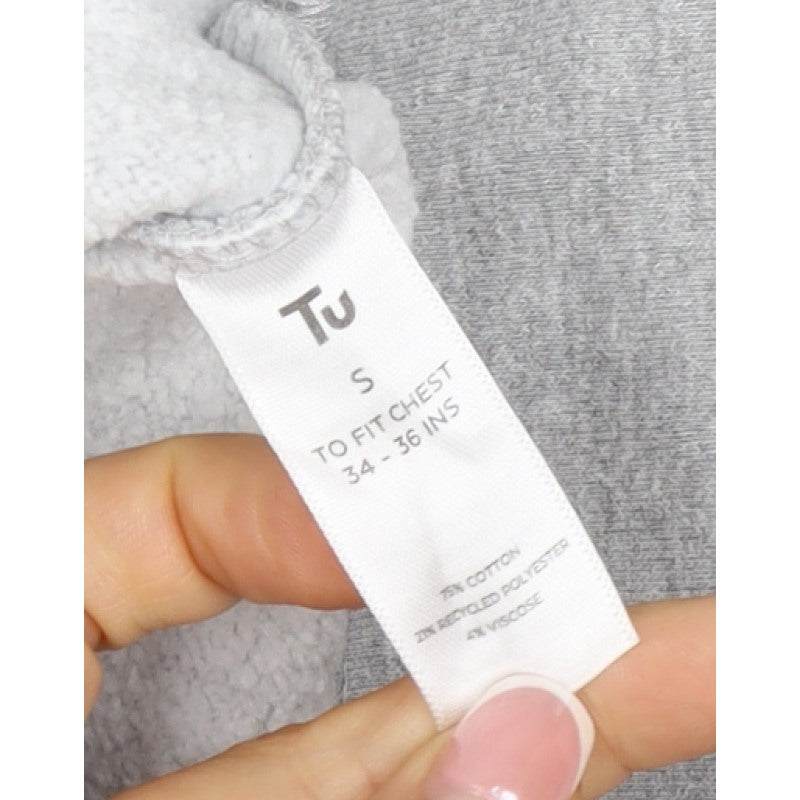 TU Men’s Grey Size S Crew Neck Pullover Fleece Sweatshirt