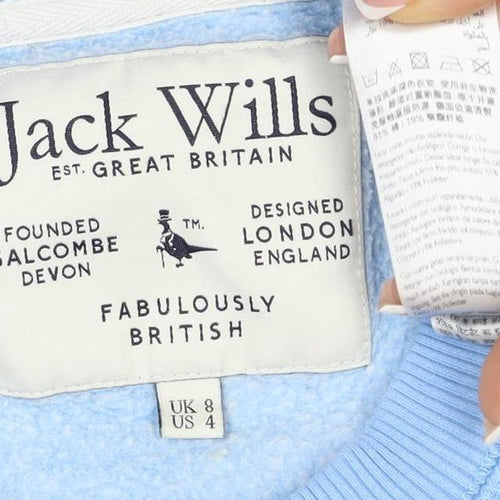 Jack Wills Women Blue UK 8 Pullover Fleece Logo Sweatshirt