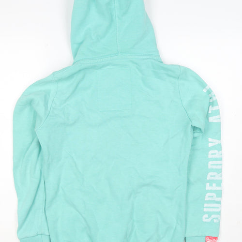 Superdry Women’s Green S Full Zip Hoodie Fleece Logo Pockets