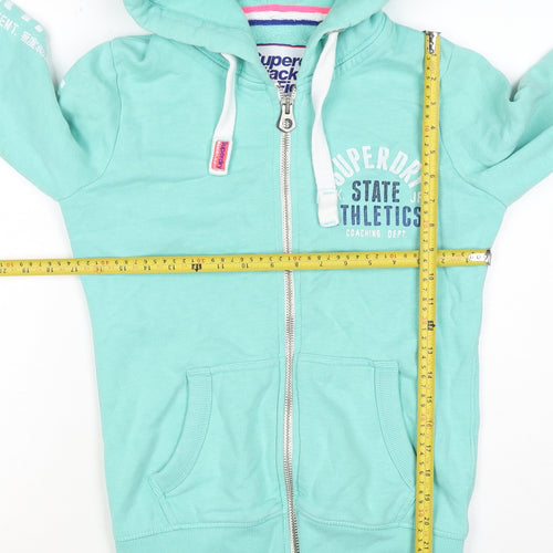 Superdry Women’s Green S Full Zip Hoodie Fleece Logo Pockets