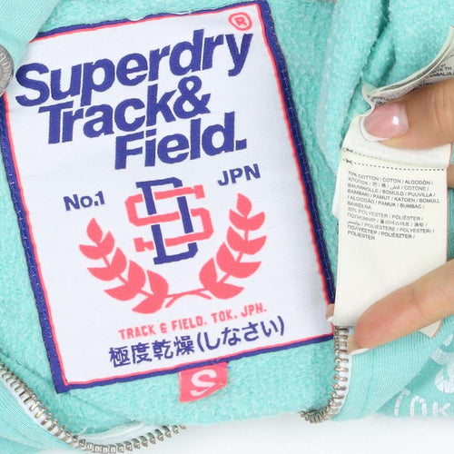Superdry Women’s Green S Full Zip Hoodie Fleece Logo Pockets