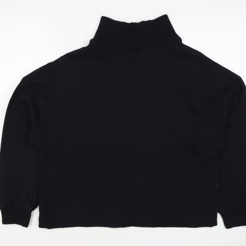 River Island Women’s Black M Roll Neck Pullover Sweatshirt Logo