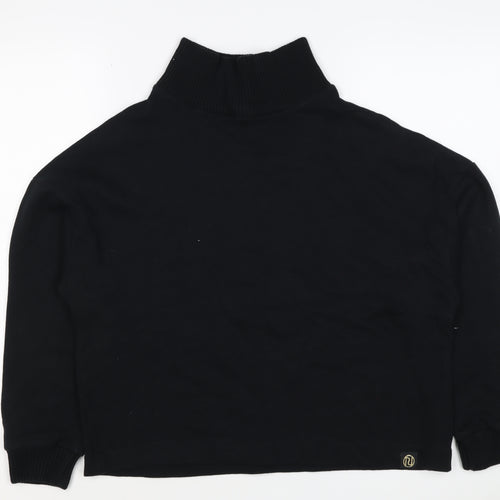 River Island Women’s Black M Roll Neck Pullover Sweatshirt Logo