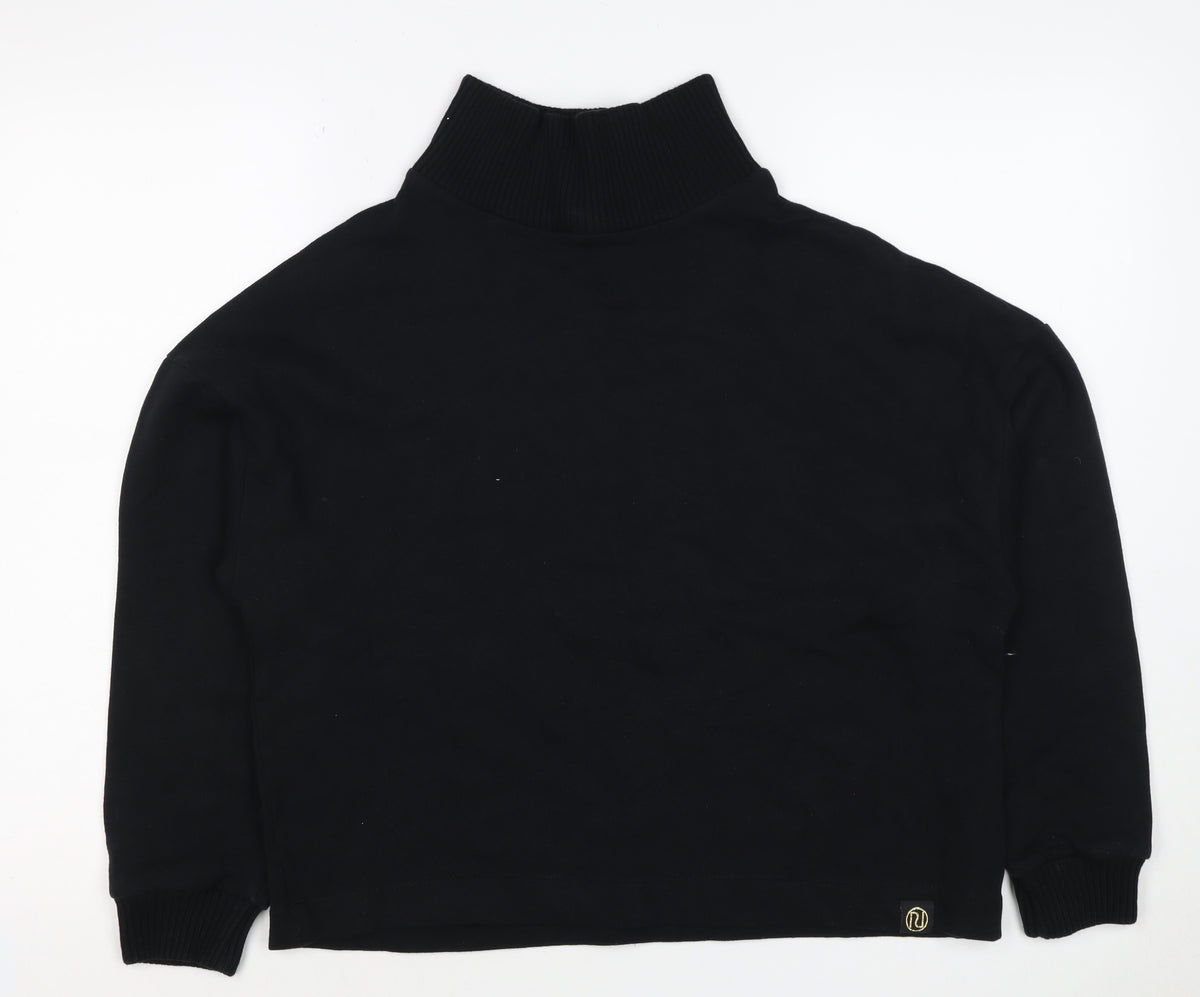 River Island Women’s Black M Roll Neck Pullover Sweatshirt Logo