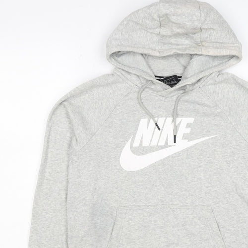 Nike Men's Grey S Pullover Hoodie Logo Pocket Cotton Blend
