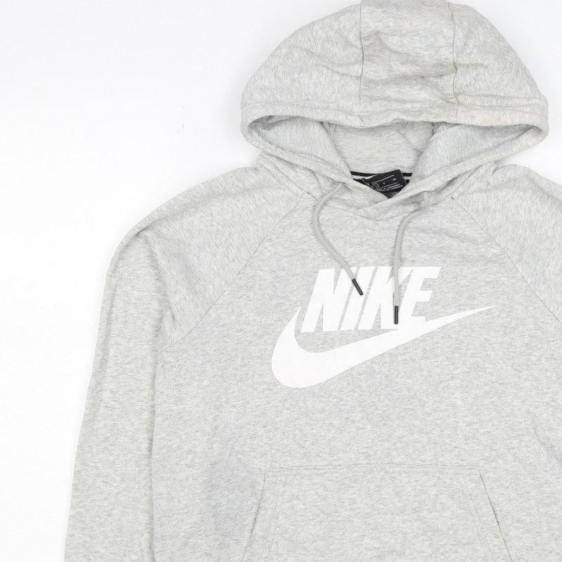 Nike Men's Grey S Pullover Hoodie Logo Pocket Cotton Blend