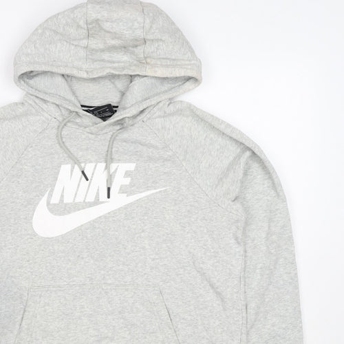 Nike Men's Grey S Pullover Hoodie Logo Pocket Cotton Blend