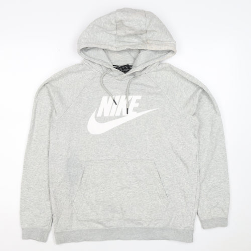 Nike Men's Grey S Pullover Hoodie Logo Pocket Cotton Blend