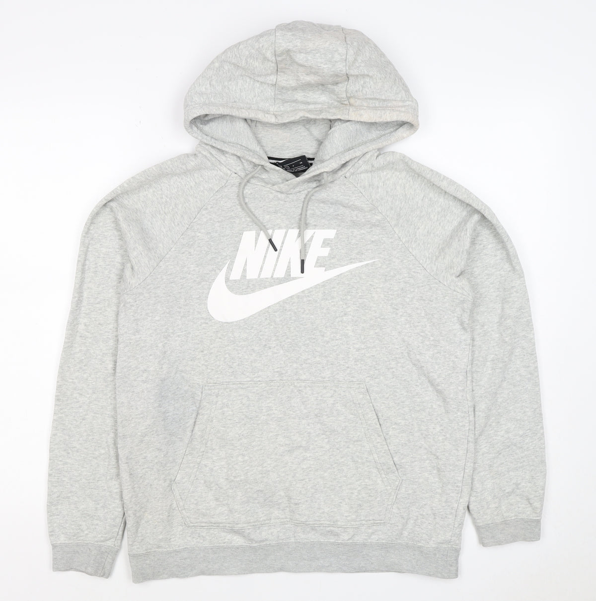 Nike Men's Grey S Pullover Hoodie Logo Pocket Cotton Blend