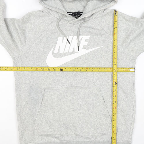 Nike Men's Grey S Pullover Hoodie Logo Pocket Cotton Blend