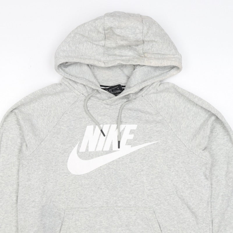 Nike Men's Grey S Pullover Hoodie Logo Pocket Cotton Blend