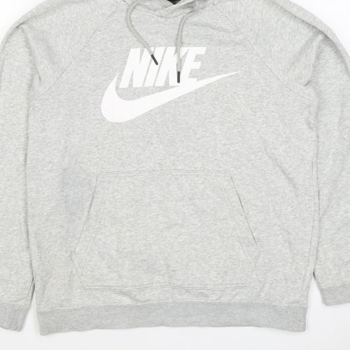 Nike Men's Grey S Pullover Hoodie Logo Pocket Cotton Blend