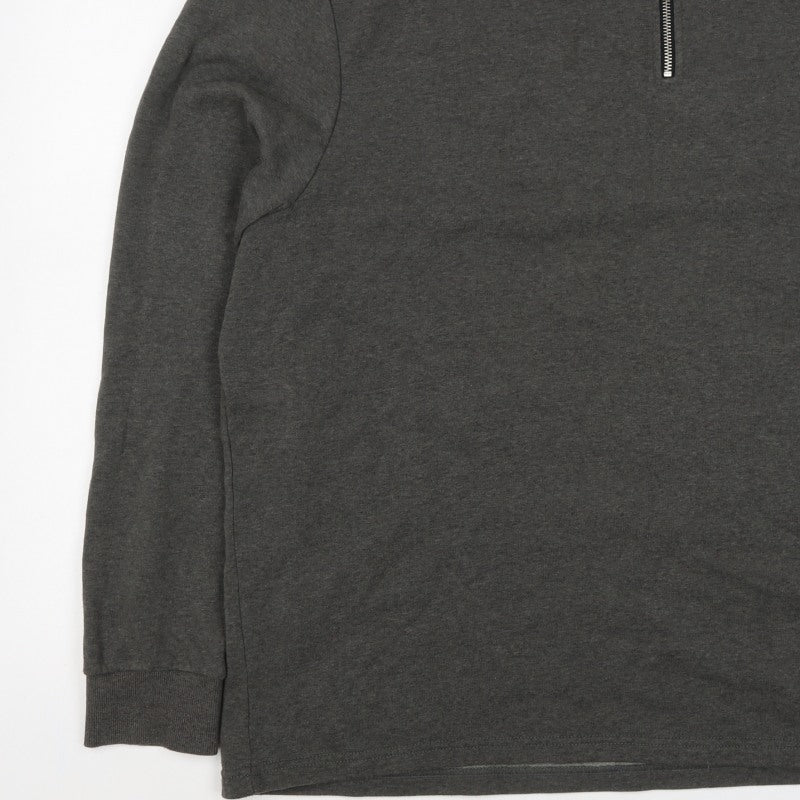 Livegy Men’s Grey XL 1/4 Zip Fleece Lined High Neck Sweatshirt NYC