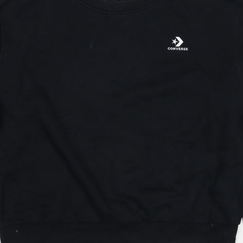 Converse Women’s Black M Logo Crew Neck Pullover Sweatshirt