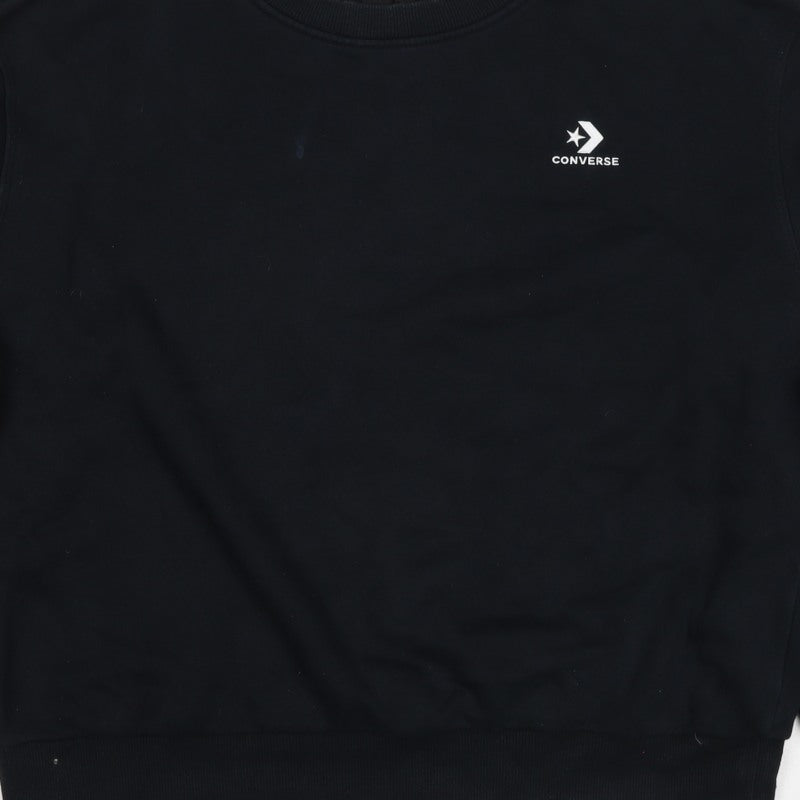 Converse Women’s Black M Logo Crew Neck Pullover Sweatshirt