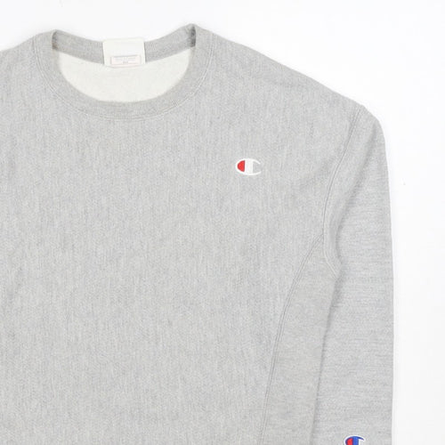 Champion Women Grey XS Reverse Weave Logo Crew Neck Pullover Sweatshirt