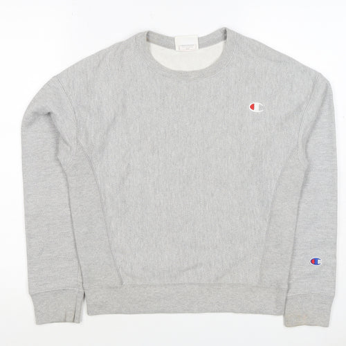 Champion Women Grey XS Reverse Weave Logo Crew Neck Pullover Sweatshirt