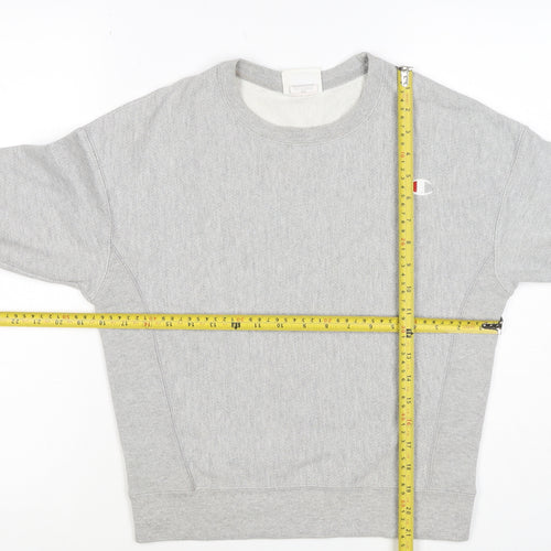 Champion Women Grey XS Reverse Weave Logo Crew Neck Pullover Sweatshirt