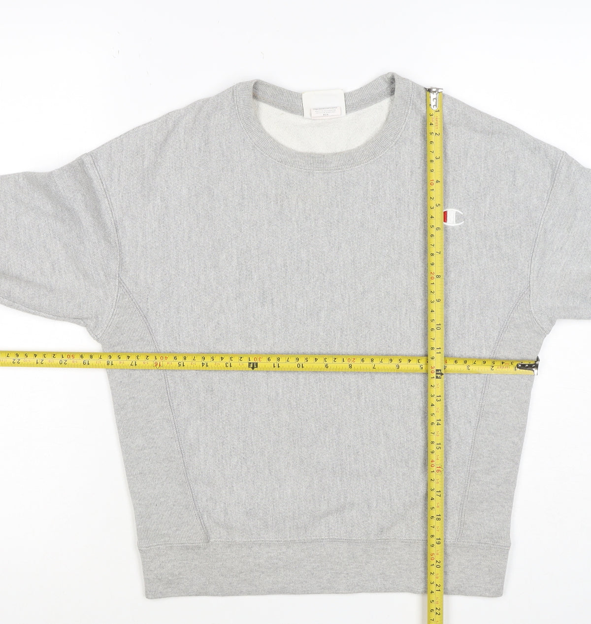 Champion Women Grey XS Reverse Weave Logo Crew Neck Pullover Sweatshirt