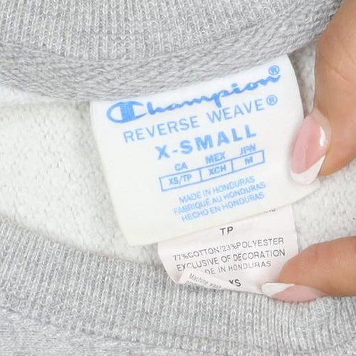 Champion Women Grey XS Reverse Weave Logo Crew Neck Pullover Sweatshirt